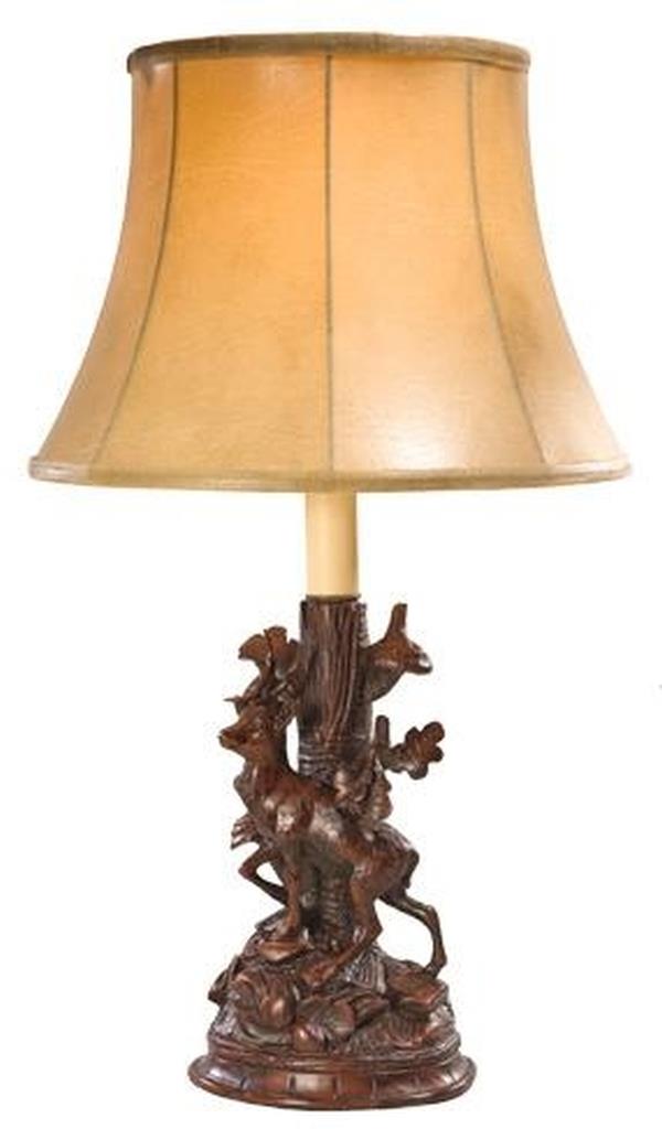 Sculpture Table Lamp Rustic Deer Left Facing Hand Painted OK Casting Mountain-Image 1