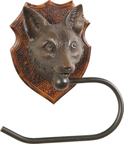 Toilet Paper Holder Fox Head Hand Painted Made in USA OK Casting Mountain Rustic-Image 1
