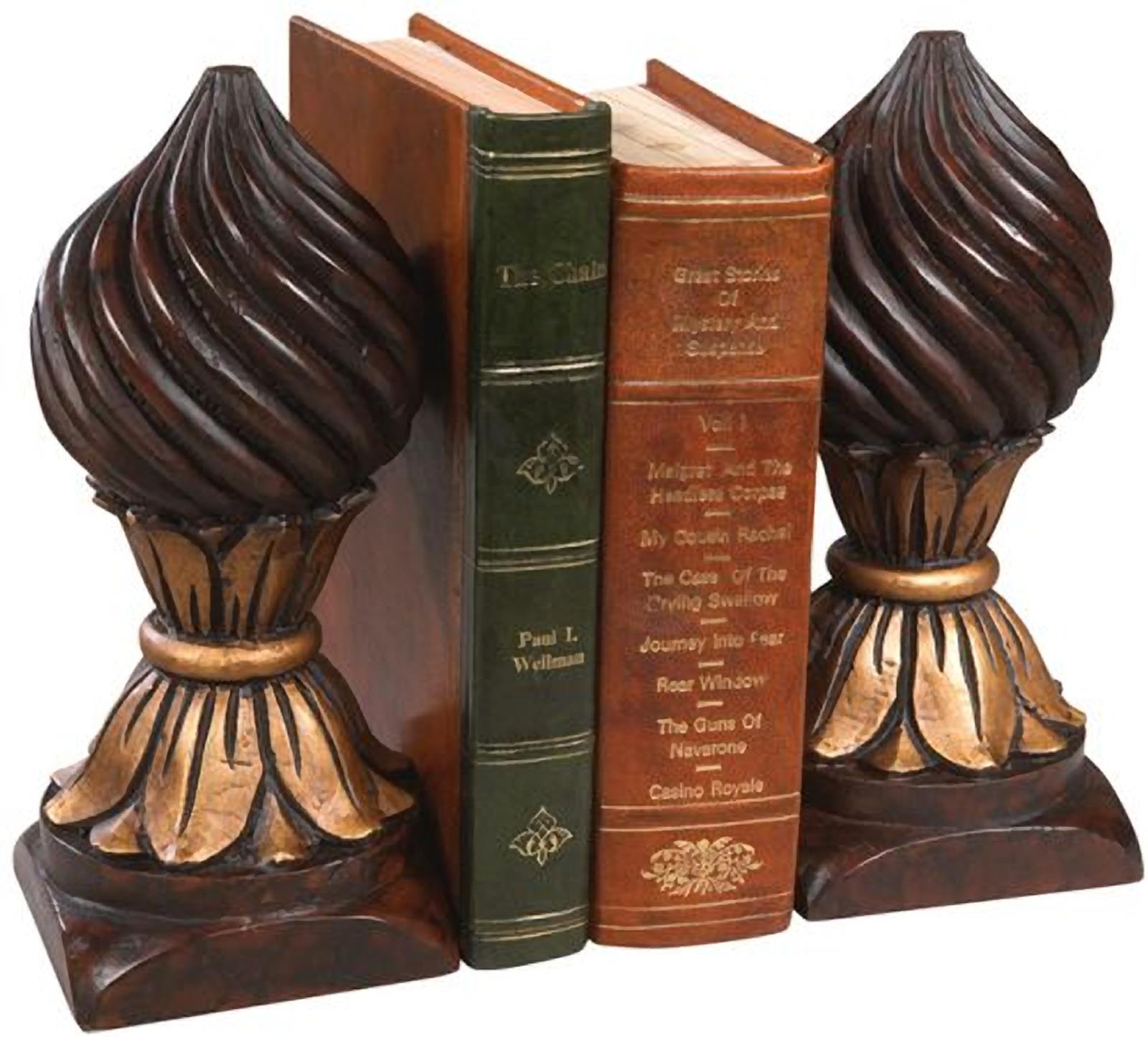 Bookends Bookend Lodge Swirl Knob Cast Resin Hand-Cast Carved Hand-Painted-Image 1