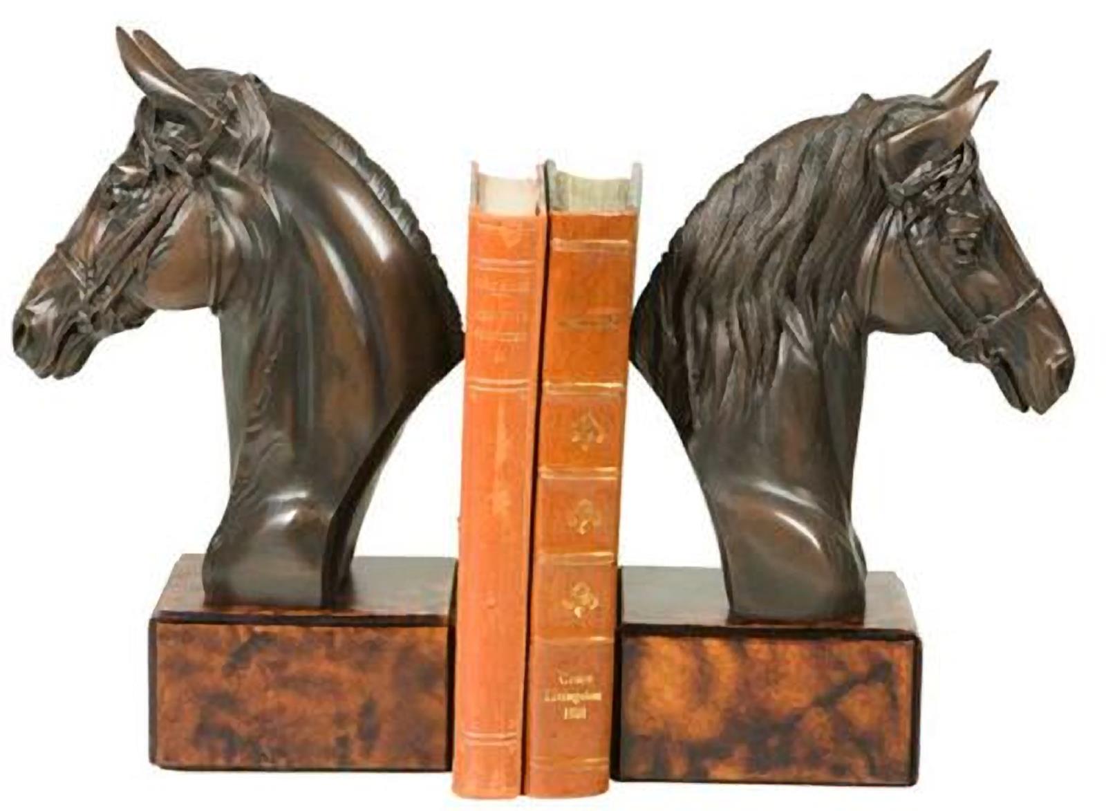 Bookends Horse Head Large Equestrian Hand Painted OK Casting USA Made-Image 1