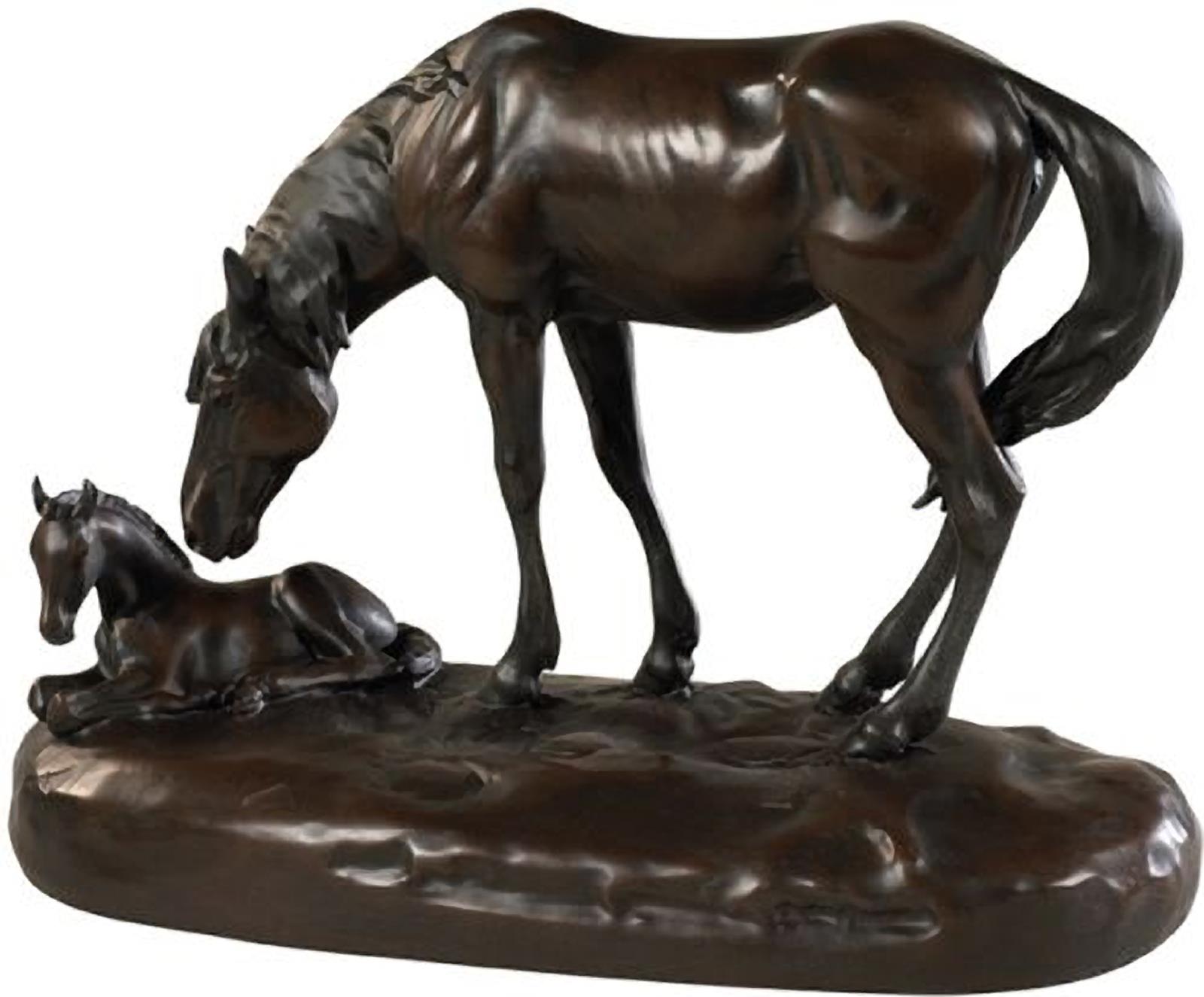 Sculpture Lodge Just Resting Horse Chocolate Brown Cast Resin Hand-Cast-Image 1