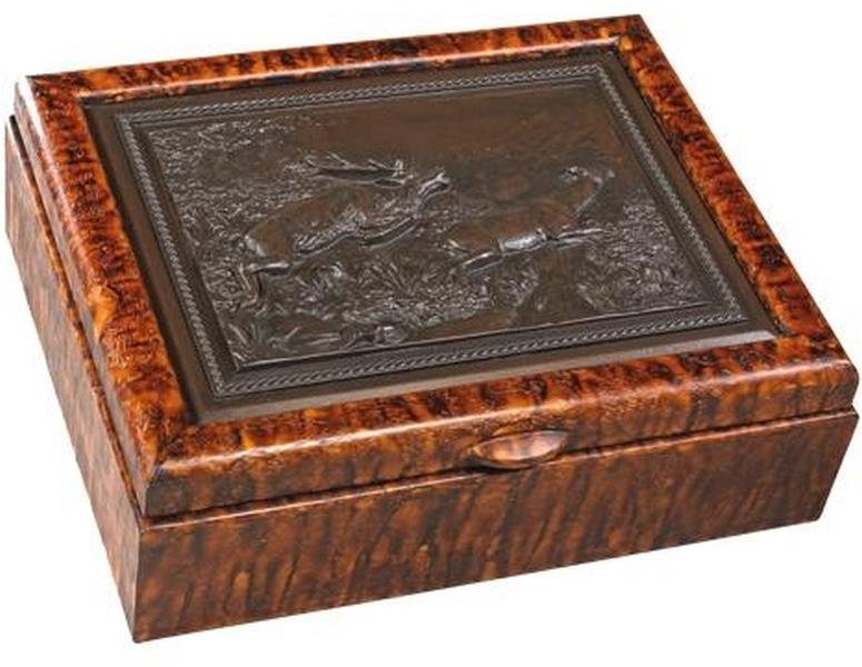 Box MOUNTAIN Lodge Elk Hinged Lid Chocolate Brown Resin Hand-Cast Hand-Painted-Image 1