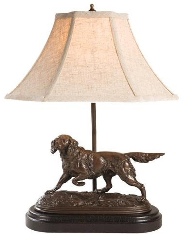 Sculpture Table Lamp Pointing Setter Dog Traditional Small Hand Painted-Image 1