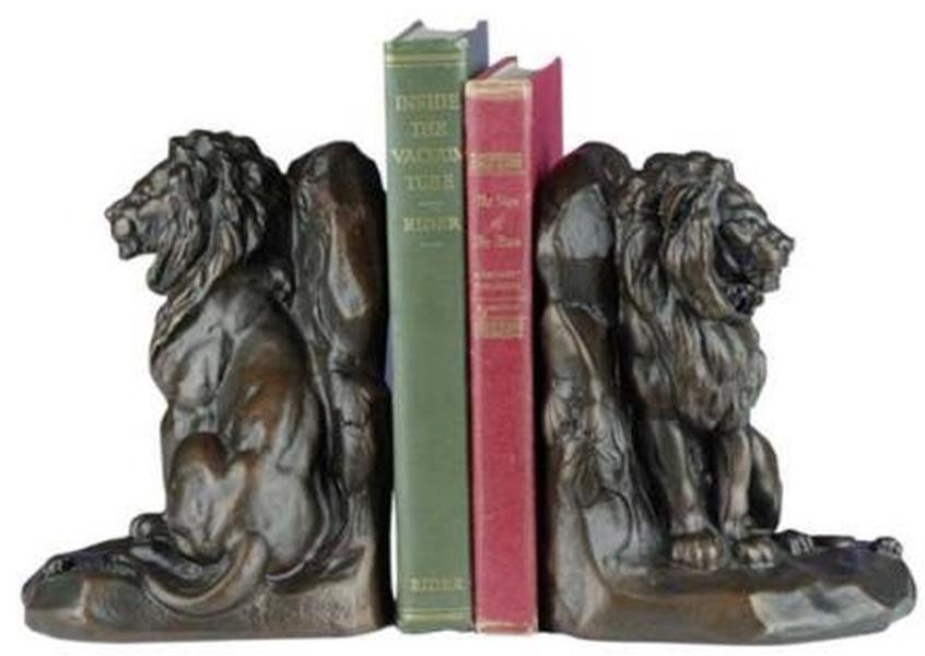 Bookends Lion Mouse Friend King of the Jungle Hand Painted Resin OK Casting-Image 1
