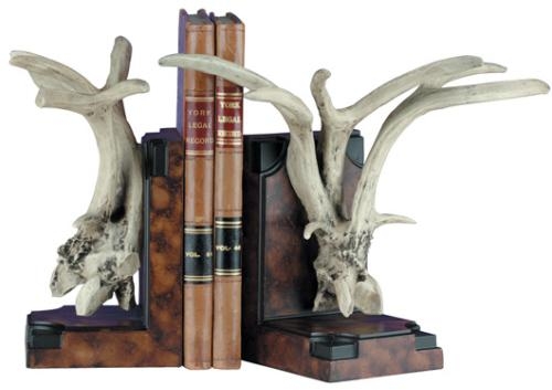 Bookends Bookend MOUNTAIN Lodge Antler Ivory Chocolate Brown Resin Hand-Cast-Image 1