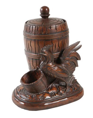 Box TRADITIONAL Lodge Rooster Lidded Jar Resin Hand-Painted Hand-Cast Pa-Image 1