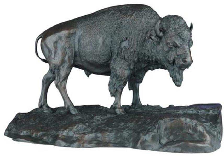 Sculpture Statue Buffalo American West Southwestern Hand Painted USA OK Casting-Image 1