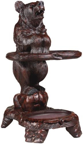Umbrella Holder Stand MOUNTAIN Lodge Bear Chocolate Brown Resin Hand-Cast-Image 1