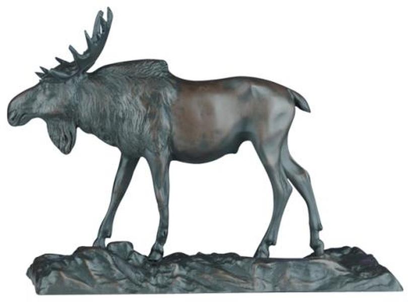 Sculpture MOUNTAIN Lodge Bull Moose Ebony Black Resin Hand-Painted Hand-Cast-Image 1
