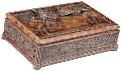 Box EQUESTRIAN Lodge Horse Hinged Lid Chestnut Resin Hand-Painted Hand-Cast-Image 1