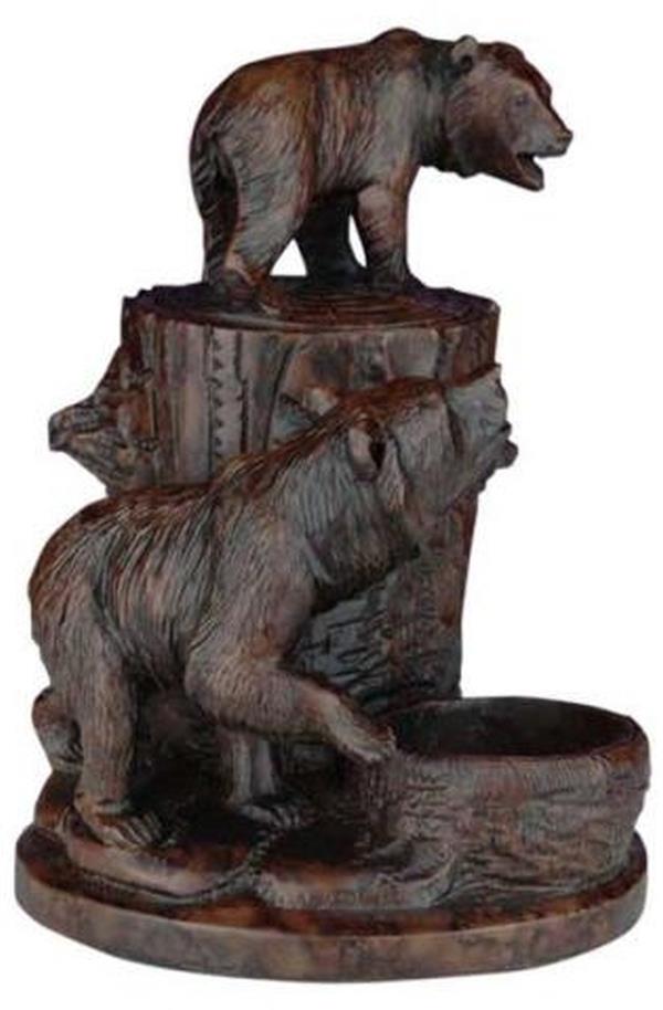 Box MOUNTAIN Lodge Climbing Bears in Forest Lidded Oxblood Red Resin-Image 1