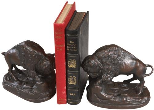 Bookends Bookend AMERICAN WEST Lodge Full Buffalo Resin Hand-Painted Hand-Cast-Image 1