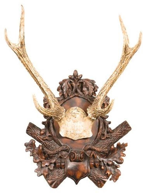 Plaque MOUNTAIN Lodge Antlers Deer Medium Chocolate Brown Resin Highly Detailed-Image 1
