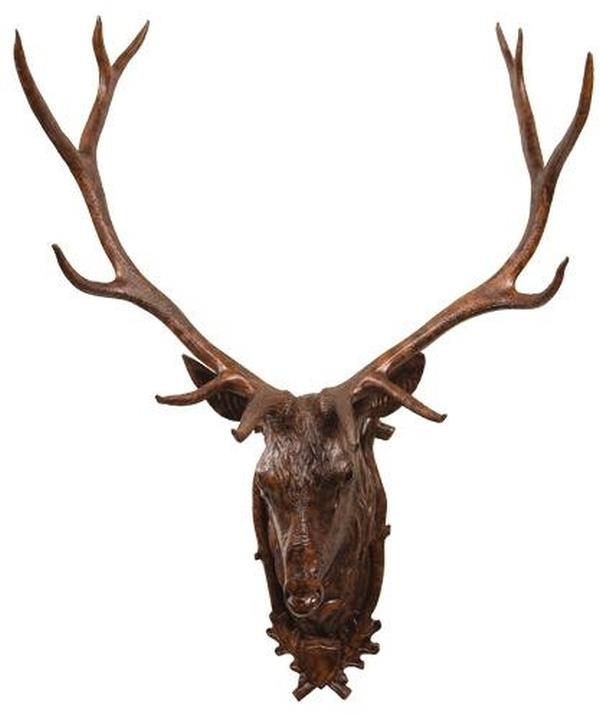 Wall Trophy Stag Head Rustic Deer Lifesize Hand Painted Cast Resin OK Casting-Image 1