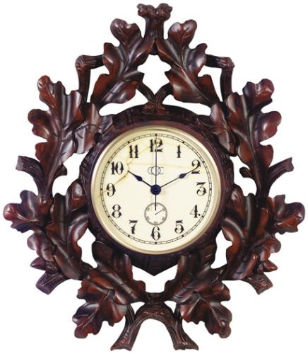 Wall Clock MOUNTAIN Lodge Oak Leaf Resin Battery-Operated Hand-Painted Battery-Image 1