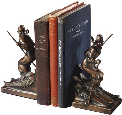 Bookends Bookend MOUNTAIN Lodge Ski Miss Resin Hand-Cast Hand-Painted Pa-Image 1