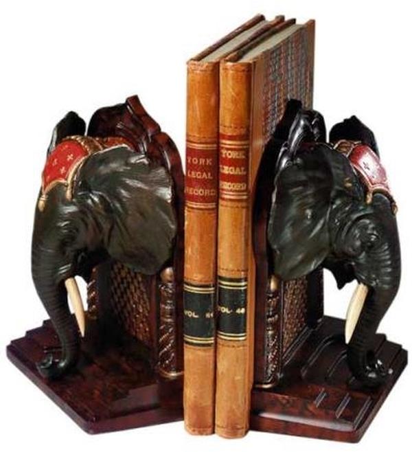 Bookends Bookend TRADITIONAL Lodge African Elephant Ebony Chocolate Black Brown-Image 1