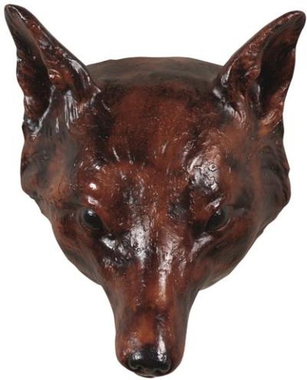 Wall Hanging Artwork Fox Head Tally Ho Brown Hand Painted Resin OK Casting-Image 1