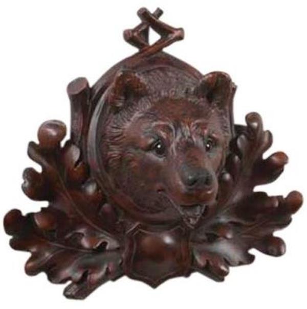 Plaque MOUNTAIN Lodge Bear Head Small Oxblood Red Resin Hand-Cast Hand-Painted-Image 1