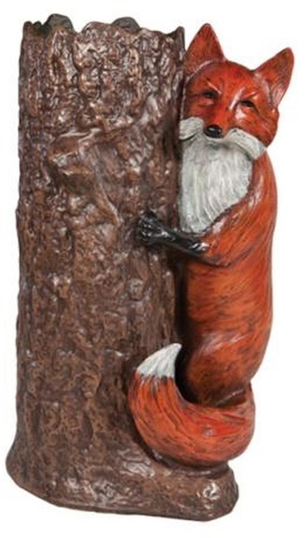 Umbrella Holder Stand EQUESTRIAN Lodge Tree Stump Sly Fox Brick Red Chocolate-Image 1