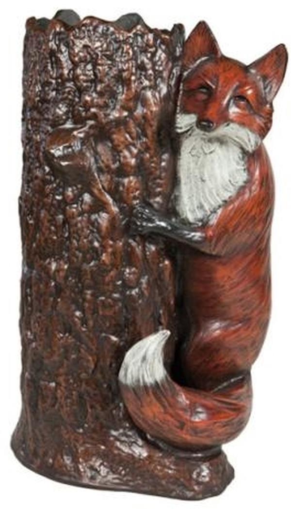 Umbrella Holder Stand MOUNTAIN Lodge Tree Stump Sly Fox Brick Red Chocolate-Image 1