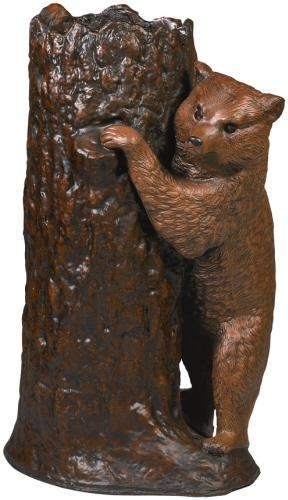 Umbrella Holder Stand MOUNTAIN Lodge Tree Stump Bear Cub Chocolate Brown Resin-Image 1
