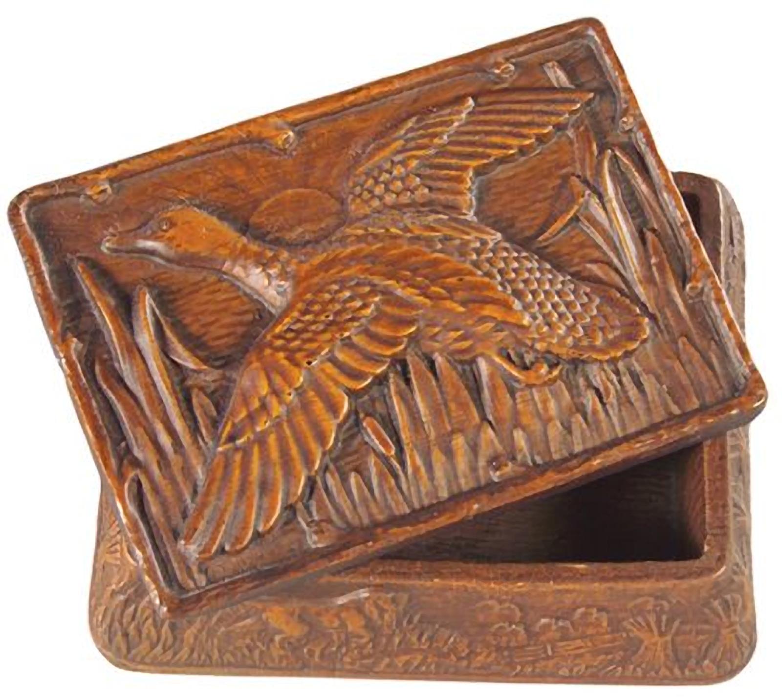 Box MOUNTAIN Lodge Flying Duck Birds Resin Hand-Cast Relief Carved Hand-Painted-Image 1