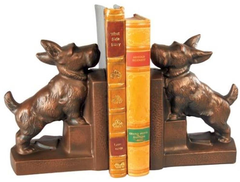 Bookends Bookend TRADITIONAL Lodge Faithful Scottie Dog Resin Hand-Painted-Image 1