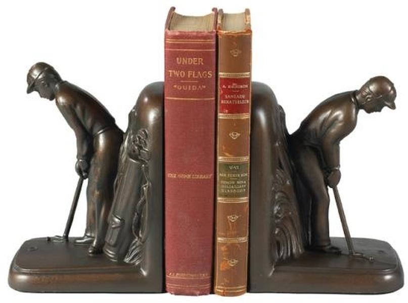 Bookends Bookend GOLF Lodge Putting Golfer Resin Hand-Painted Hand-Cast -Image 1