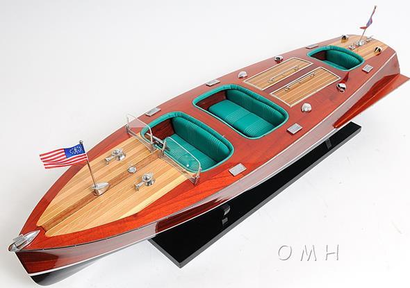 Model Motorboat Like Chris Craft Triple Cockpit Painted OM-11-Image 10