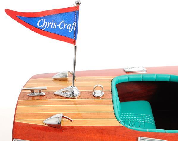 Model Motorboat Like Chris Craft Triple Cockpit Painted OM-11-Image 2