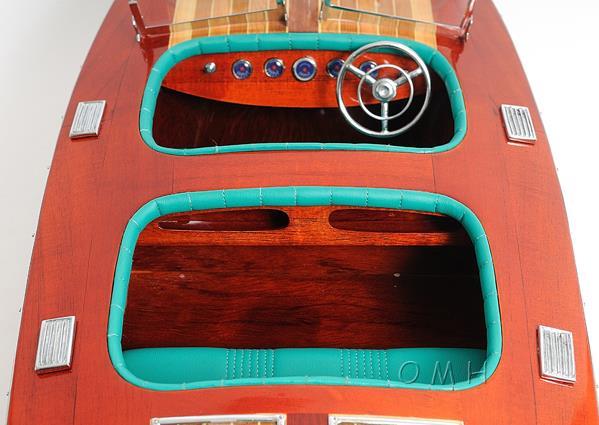 Model Motorboat Like Chris Craft Triple Cockpit Painted OM-11-Image 5