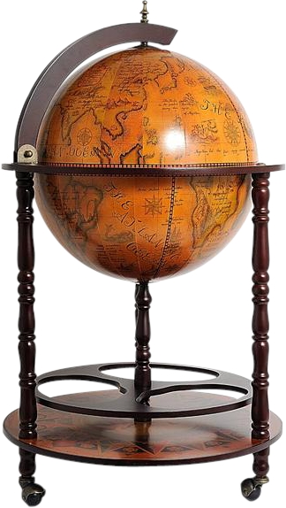 Drinks Cabinet Bar Traditional Antique Globe 17.75-In Wood Carved-Image 11