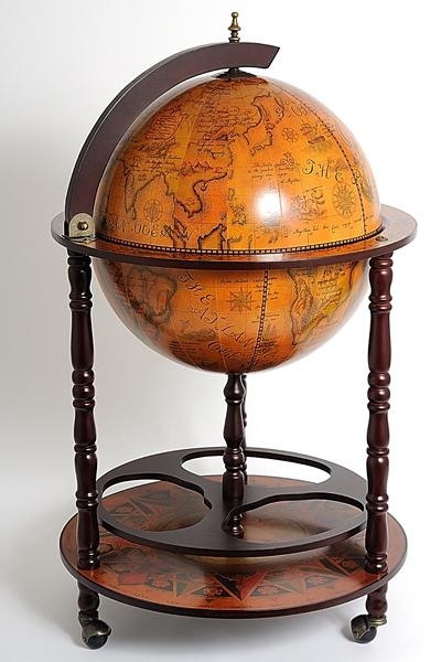 Drinks Cabinet Bar Traditional Antique Globe 17.75-In Wood Carved-Image 12