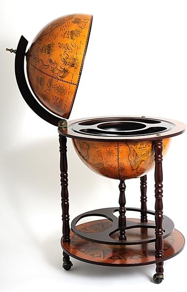 Drinks Cabinet Bar Traditional Antique Globe 17.75-In Wood Carved-Image 16
