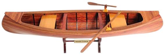 Model Canoe Watercraft Traditional Antique Indian Girl Natural Brass Wood-Image 5