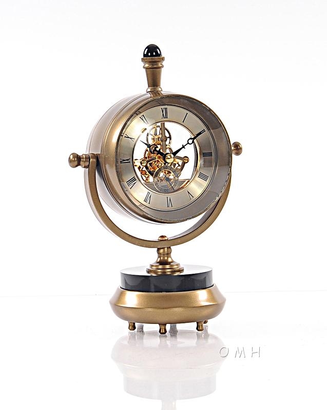Mantel Clock 19th C Bright Annealed Aluminum Brass-Image 1