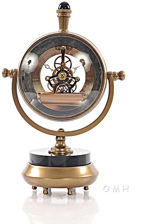 Mantel Clock 19th C Bright Annealed Aluminum Brass-Image 3