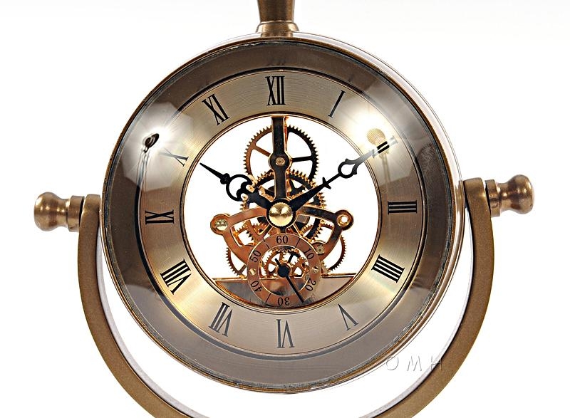 Mantel Clock 19th C Bright Annealed Aluminum Brass-Image 5
