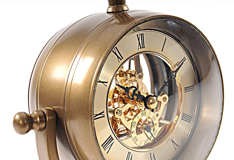 Mantel Clock 19th C Bright Annealed Aluminum Brass-Image 6