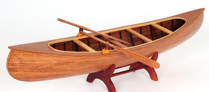 Model Canoe Watercraft Traditional Antique Peterborough Wood-Image 11