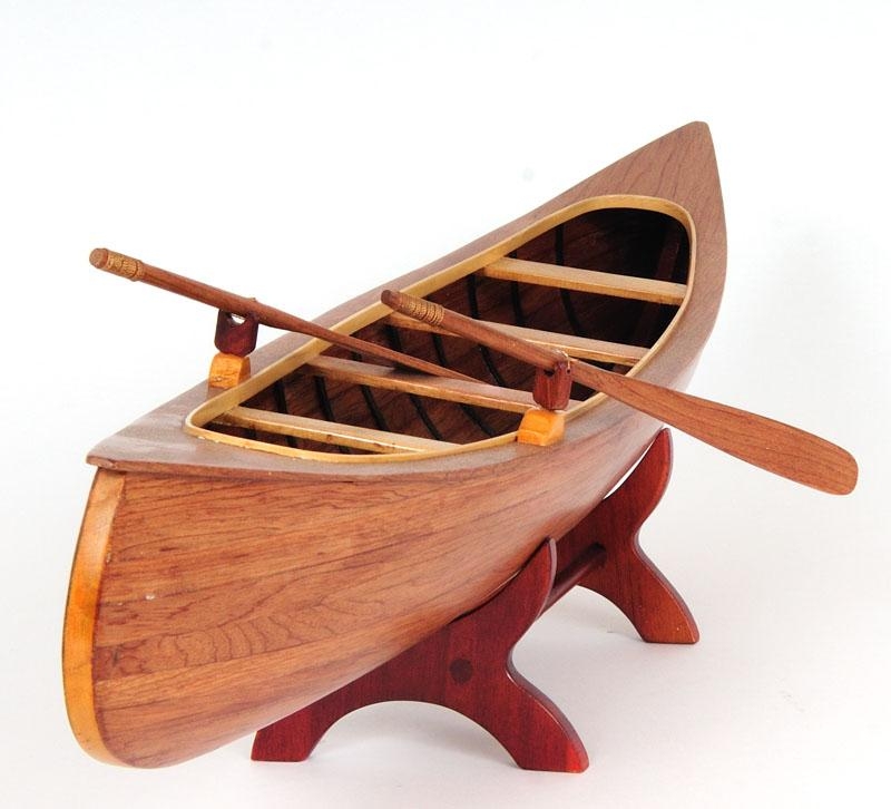 Model Canoe Watercraft Traditional Antique Peterborough Wood-Image 1