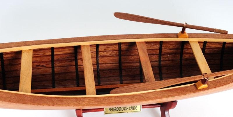 Model Canoe Watercraft Traditional Antique Peterborough Wood-Image 4