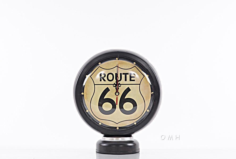 Clock Route 66 Round Metal Hand-Painted Battery Not Included Quartz Movement-Image 1