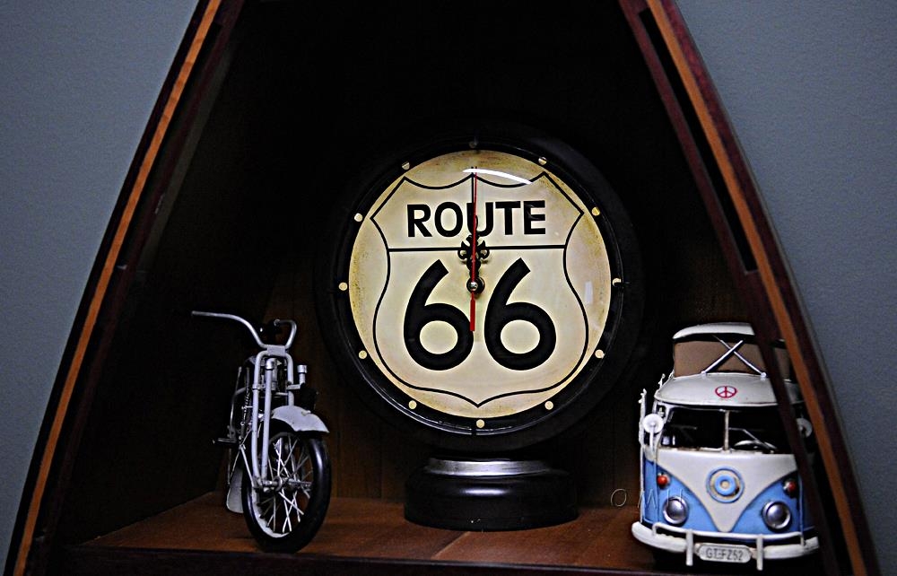 Clock Route 66 Round Metal Hand-Painted Battery Not Included Quartz Movement-Image 4