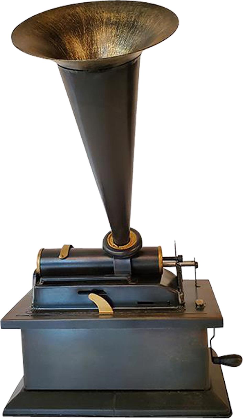 Model Gramophone 1901 Edison Phonograph Tin Handmade Hand-Crafted-Image 1