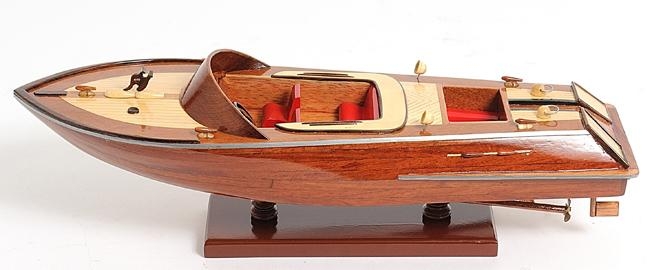 Model Motorboat Watercraft Traditional Antique Runabout Small Wood-Image 1
