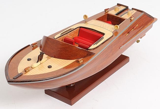 Model Motorboat Watercraft Traditional Antique Runabout Small Wood-Image 14