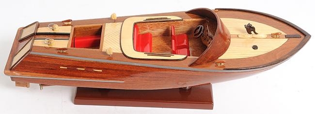 Model Motorboat Watercraft Traditional Antique Runabout Small Wood-Image 3