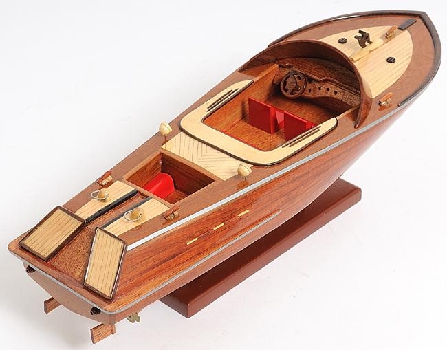 Model Motorboat Watercraft Traditional Antique Runabout Small Wood-Image 5